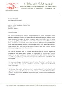 Letter to US Embassy of Singapore - Page 1